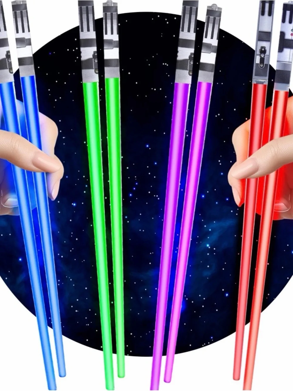 Star Wars Light Up Lightsaber Plastic Reusable Chopsticks Set of 5 Multi color